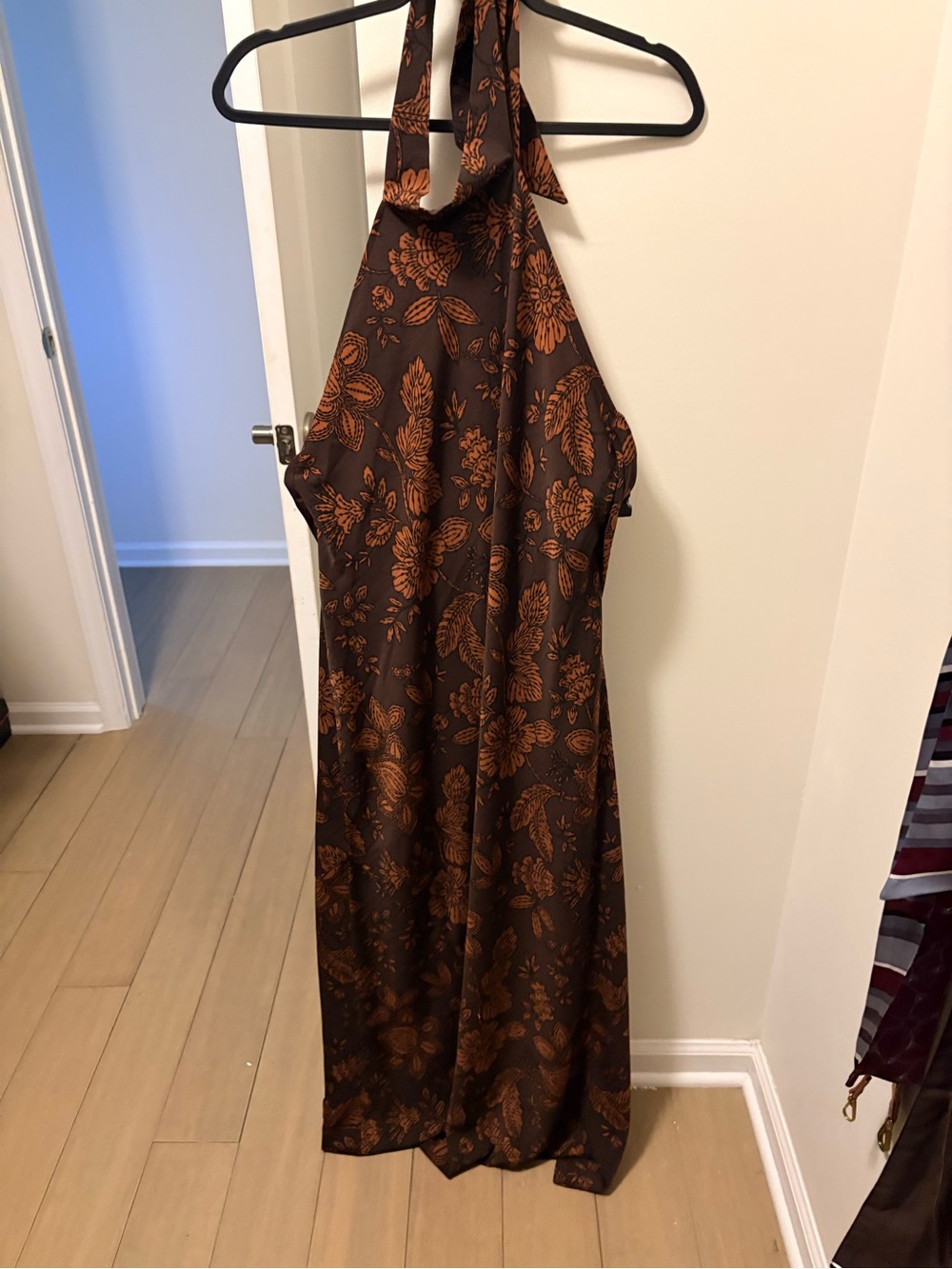 Banana Republic Brown Floral Halter Maxi Dress with Copper Print